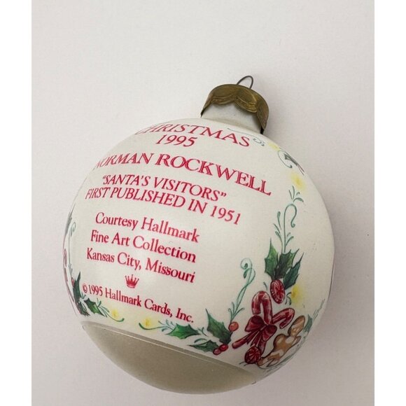 Norman Rockwell Hallmark Keepsake Santas Visitors Christmas Ornament Ball 1995 - Picture 2 of 9